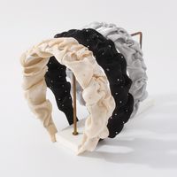 Simple Style Solid Color Artificial Gemstones Cloth Pleated Hair Band 1 Piece main image 6
