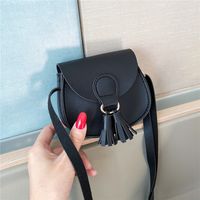 Women's Mini Pu Leather Solid Color Fashion Round Magnetic Buckle Crossbody Bag sku image 1