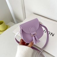 Women's Mini Pu Leather Solid Color Fashion Round Magnetic Buckle Crossbody Bag sku image 5