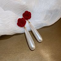 1 Pair Sweet Flower Bow Knot Flocking Inlay Rhinestones Women's Drop Earrings sku image 15