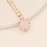 Sweet Heart Shape Stainless Steel Copper Plating Zircon Pendant Necklace 1 Piece main image 6