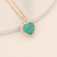 Sweet Heart Shape Stainless Steel Copper Plating Zircon Pendant Necklace 1 Piece main image 5