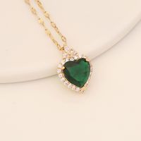 Sweet Heart Shape Stainless Steel Copper Plating Zircon Pendant Necklace 1 Piece main image 4