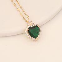 Sweet Heart Shape Stainless Steel Copper Plating Zircon Pendant Necklace 1 Piece sku image 4