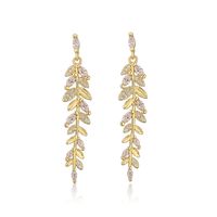 Fashion Leaves Copper Plating Inlay Zircon Drop Earrings 1 Pair sku image 1