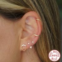 Fashion Solid Color Sterling Silver Inlay Zircon Ear Studs 1 Pair main image 5