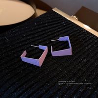 1 Pair Retro Square Heart Shape Flower Arylic Alloy Inlay Artificial Gemstones Women's Earrings sku image 7