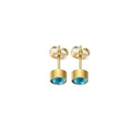 Fashion Geometric Stainless Steel Inlay Birthstone Ear Studs 1 Pair sku image 5