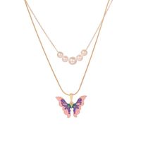 1 Piece Fashion Butterfly Alloy Pearl Women's Layered Necklaces main image 2