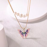 1 Piece Fashion Butterfly Alloy Pearl Women's Layered Necklaces main image 4