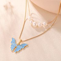 1 Piece Fashion Butterfly Alloy Pearl Women's Layered Necklaces main image 3