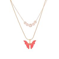 1 Piece Fashion Butterfly Alloy Pearl Women's Layered Necklaces sku image 3
