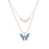 1 Piece Fashion Butterfly Alloy Pearl Women's Layered Necklaces sku image 4