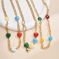 Fashion Heart Shape Stainless Steel Plating Natural Stone Necklace main image 1