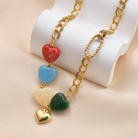 Fashion Heart Shape Stainless Steel Plating Natural Stone Necklace main image 3