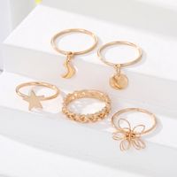 Sweet Leaf Star Flower Imitation Pearl Alloy Women's Rings 1 Set sku image 1