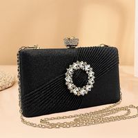 Gold Champagne Silver Metal Flower Square Clutch Evening Bag main image 1