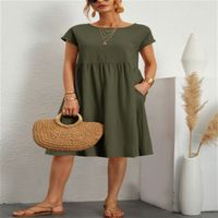 Women's A-line Skirt Casual Round Neck Sleeveless Solid Color Midi Dress Daily main image 2