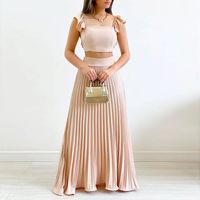 Women's Romantic Solid Color Polyester Pleated Skirt Sets main image 4