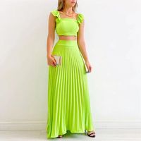 Women's Romantic Solid Color Polyester Pleated Skirt Sets main image 5