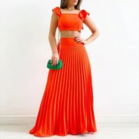 Women's Romantic Solid Color Polyester Pleated Skirt Sets main image 3
