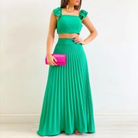 Women's Romantic Solid Color Polyester Pleated Skirt Sets main image 1