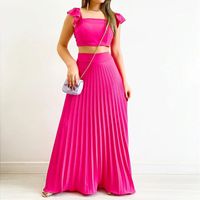 Women's Romantic Solid Color Polyester Pleated Skirt Sets main image 2