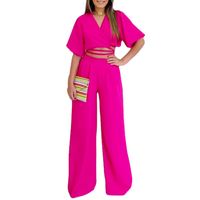 Women's Fashion Solid Color Polyester Drawstring Pants Sets main image 4