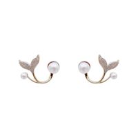 Sweet Square Heart Shape Bow Knot Imitation Pearl Alloy Rhinestone Inlay Opal Women's Earrings 1 Pair main image 4