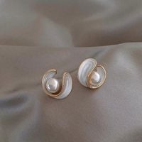 Sweet Square Heart Shape Bow Knot Imitation Pearl Alloy Rhinestone Inlay Opal Women's Earrings 1 Pair sku image 3