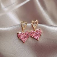 Sweet Square Heart Shape Bow Knot Imitation Pearl Alloy Rhinestone Inlay Opal Women's Earrings 1 Pair sku image 10