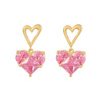Sweet Water Droplets Heart Shape Flower Imitation Pearl Alloy Inlay Artificial Gemstones Women's Earrings 1 Pair main image 4