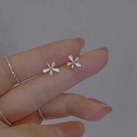 Sweet Water Droplets Heart Shape Flower Imitation Pearl Alloy Inlay Artificial Gemstones Women's Earrings 1 Pair sku image 1
