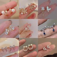 Sweet Water Droplets Heart Shape Flower Imitation Pearl Alloy Inlay Artificial Gemstones Women's Earrings 1 Pair main image 2