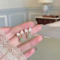 Sweet Water Droplets Heart Shape Flower Imitation Pearl Alloy Inlay Artificial Gemstones Women's Earrings 1 Pair sku image 8