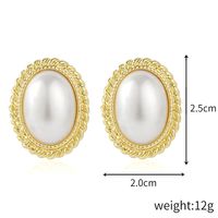 Fashion Oval Heart Shape Pearl Metal Rhinestones Earrings 1 Pair sku image 3