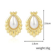 Fashion Oval Heart Shape Pearl Metal Rhinestones Earrings 1 Pair sku image 4