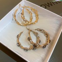 1 Pair Fashion Circle Alloy Hollow Out Inlay Rhinestones Women's Hoop Earrings main image 6