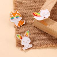 Fashion Rabbit Fox Frog Alloy Stoving Varnish Unisex Brooches main image 3