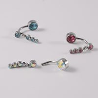 Simple Style Starry Sky Water Droplets Stainless Steel Plating Rhinestones Belly Ring 1 Piece main image 5