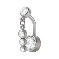Simple Style Starry Sky Water Droplets Stainless Steel Plating Rhinestones Belly Ring 1 Piece main image 2