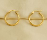 Simple Style Round Titanium Steel Gold Plated Earrings 1 Pair main image 2