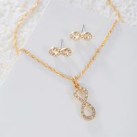 1 Piece 1 Pair Simple Style Heart Shape Alloy Inlay Rhinestones Women's Earrings Necklace sku image 2