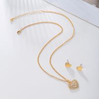 1 Pièce 1 Paire Style Simple Forme De Cœur Alliage Incruster Strass Femmes Des Boucles D'oreilles Collier main image 6