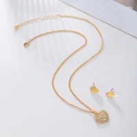 1 Piece 1 Pair Simple Style Heart Shape Alloy Inlay Rhinestones Women's Earrings Necklace main image 6