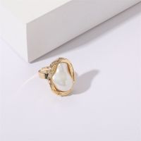 Fashion Irregular Copper Inlay Pearl Open Ring sku image 2