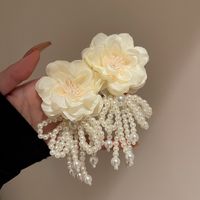 1 Pair Retro Flower Imitation Pearl Cloth Drop Earrings sku image 1