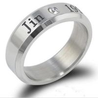 Mode Brief Titan Stahl Inlay Künstliche Edelsteine Ringe 1 Stück sku image 4