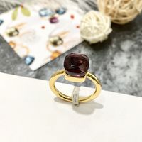 Commute Square Alloy Plating Inlay Artificial Crystal 18k Gold Plated Women's Rings main image 1