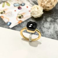 Commute Square Alloy Plating Inlay Artificial Crystal 18k Gold Plated Women's Rings main image 4